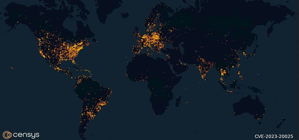 Vulnerable routers distribution worldwide (Censys)